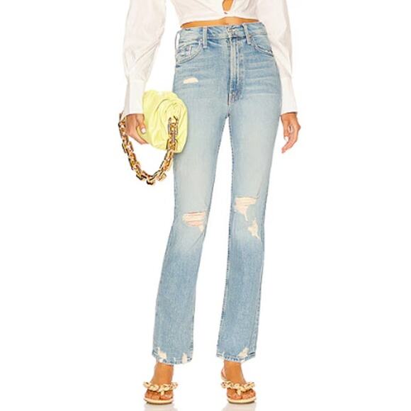 Mother Superior High Waisted Rider Skimp Straight Leg Jeans in The Confession - Picture 7 of 9